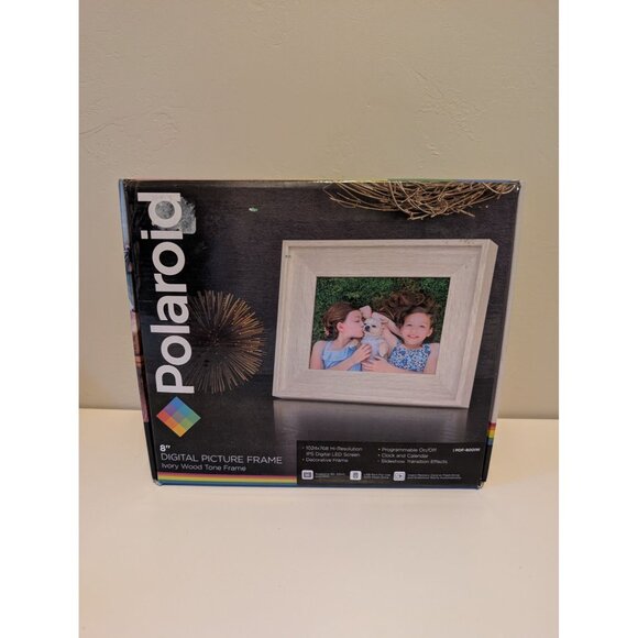Polaroid 8" Digital Picture Frame With Ivory Wood Tone High-Resolution IPS LED S - Picture 1 of 8